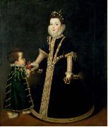 Sofonisba Anguissola Girl with a dwarf, thought to be a portrait of Margarita of Savoy, daughter of the Duke and Duchess of Savoy painting